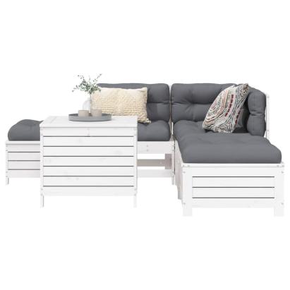 Set canapea de grădină, 6 piese, alb, lemn masiv pin GartenMobel Dekor