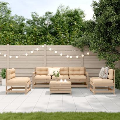 Set mobilier de grădină cu perne, 6 piese, lemn masiv de pin GartenMobel Dekor