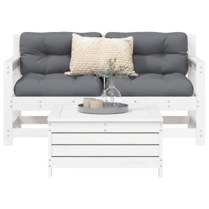 Set canapea de grădină, 3 piese, alb, lemn masiv de pin GartenMobel Dekor