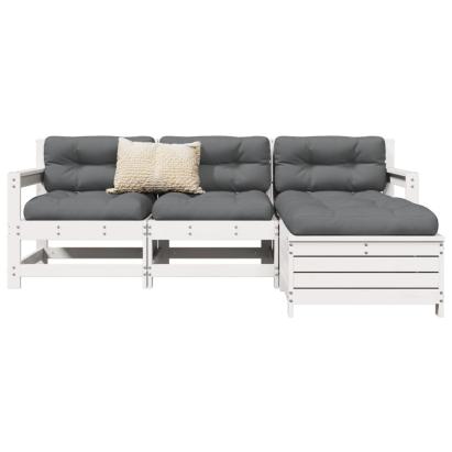 Set canapea de grădină, 4 piese, alb, lemn masiv de pin GartenMobel Dekor