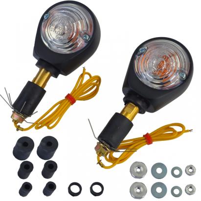 Indicatori de tip bull’s eye pentru motocicletă, indicatori de capăt pentru ghidon, negri, transparenți, cu marcaj E Performance AutoTuning