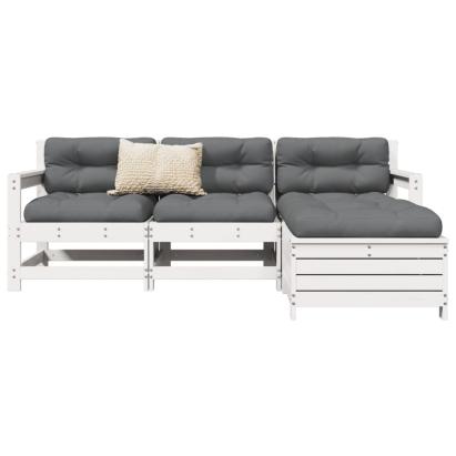 Set canapea de grădină, 4 piese, alb, lemn masiv pin GartenMobel Dekor