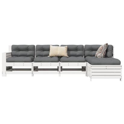 Set canapea de grădină, 5 piese, alb, lemn masiv de pin GartenMobel Dekor