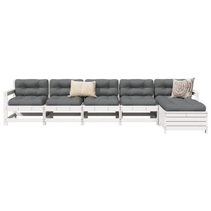 Set canapea de grădină, 6 piese, alb, lemn masiv pin GartenMobel Dekor