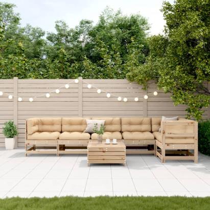 Set mobilier de grădină cu perne, 7 piese, lemn masiv de pin GartenMobel Dekor