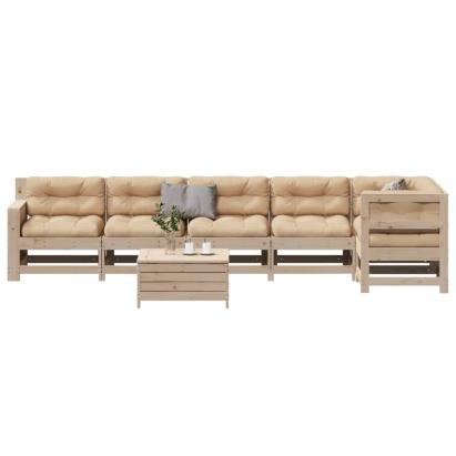 Set mobilier de grădină cu perne, 7 piese, lemn masiv de pin GartenMobel Dekor