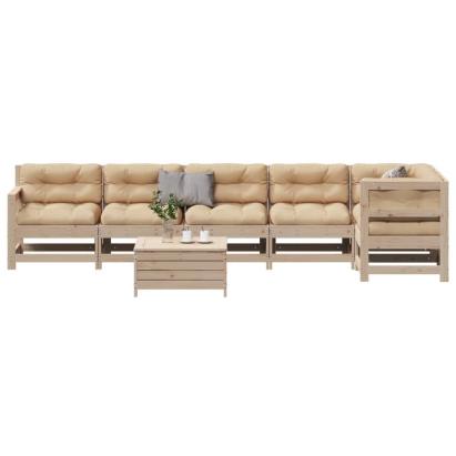 Set mobilier de grădină cu perne, 7 piese, lemn masiv de pin GartenMobel Dekor
