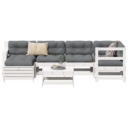 Set canapea de grădină, 7 piese, alb, lemn masiv de pin GartenMobel Dekor