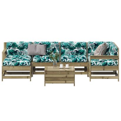 Set mobilier de grădină cu perne, 7 piese, lemn de pin tratat GartenMobel Dekor
