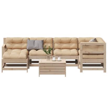 Set mobilier de grădină cu perne, 7 piese, lemn masiv de pin GartenMobel Dekor
