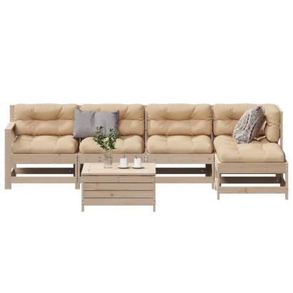 Set mobilier de grădină cu perne, 6 piese, lemn masiv de pin GartenMobel Dekor