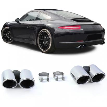 Tăvițe de evacuare duale lustruite potrivite pentru Porsche 911 991.1 11-15 3.4 350CP Performance AutoTuning