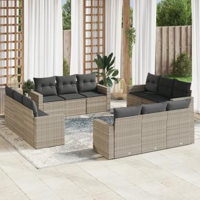 Set canapele de grădină cu perne, 12piese gri deschis poliratan GartenMobel Dekor