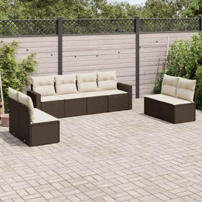 Set canapele de grădină cu perne, 8 piese, maro, poliratan GartenMobel Dekor