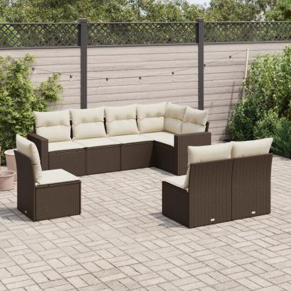 Set canapele de grădină cu perne, 8 piese, maro, poliratan GartenMobel Dekor