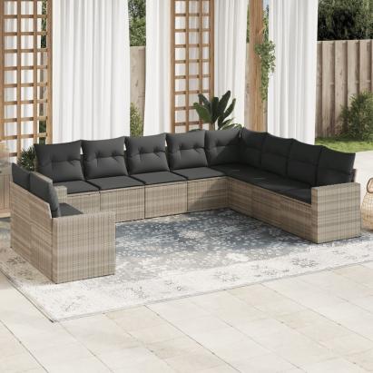 Set canapele de grădină cu perne 10 piese gri deschis poliratan GartenMobel Dekor
