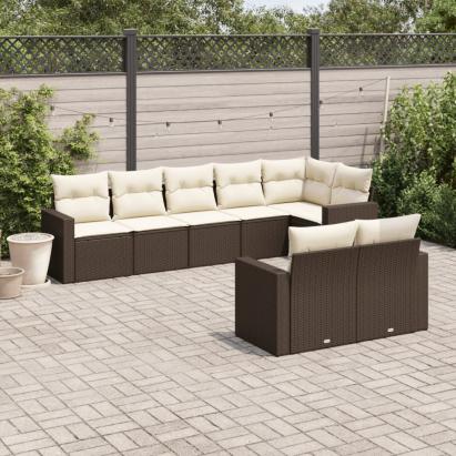 Set canapele de grădină cu perne, 8 piese, maro, poliratan GartenMobel Dekor