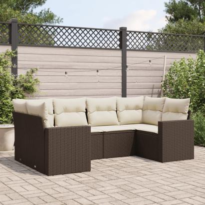 Set canapele de grădină cu perne, 6 piese, maro, poliratan GartenMobel Dekor