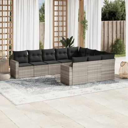 Set canapele de grădină cu perne 10 piese gri deschis poliratan GartenMobel Dekor