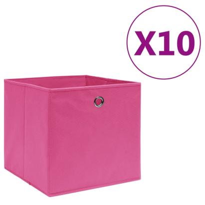 Cutii depozitare, 10 buc., roz, 28x28x28 cm, material nețesut GartenMobel Dekor