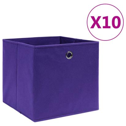 Cutii de depozitare 10 buc. violet, 28x28x28 cm, textil nețesut GartenMobel Dekor
