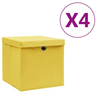 Cutii depozitare cu capace, 4 buc., galben, 28x28x28 cm GartenMobel Dekor