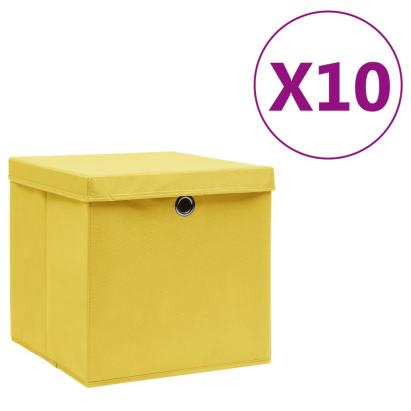 Cutii depozitare cu capace, 10 buc., galben, 28x28x28 cm GartenMobel Dekor