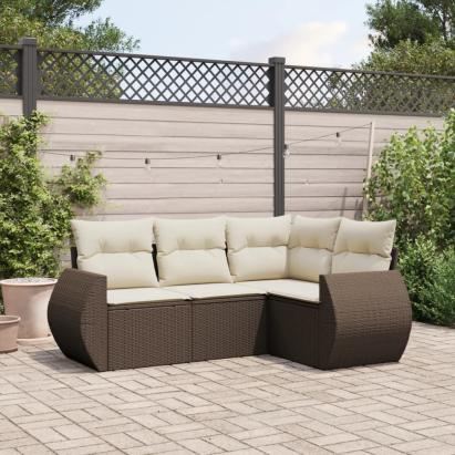 Set canapele de grădină, 4 piese, cu perne, maro poliratan maro GartenMobel Dekor