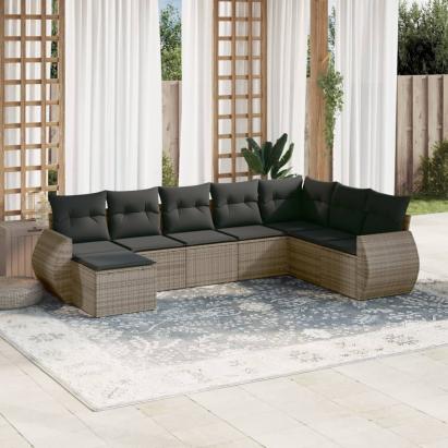 Set canapele de grădină cu perne, 8 piese, gri, poliratan GartenMobel Dekor
