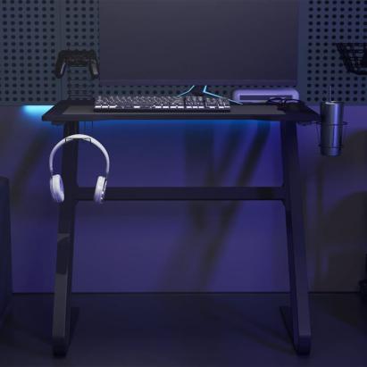 Birou de gaming cu picioare în formă de ZZ, negru, 90x60x75 cm GartenMobel Dekor