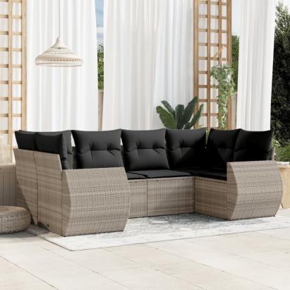 Set canapele de grădină cu perne, 6 piese gri deschis poliratan GartenMobel Dekor