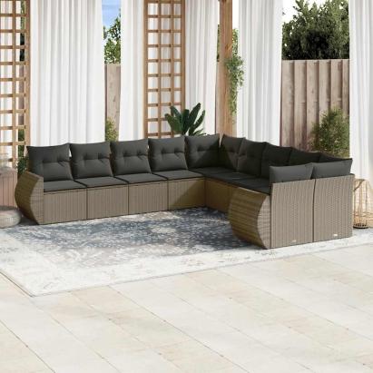 Set canapele de grădină cu perne 10 piese gri deschis poliratan GartenMobel Dekor