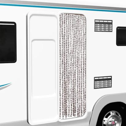 Perdea pentru insecte, gri taupe și alb, 56 x 185 cm, chenille GartenMobel Dekor