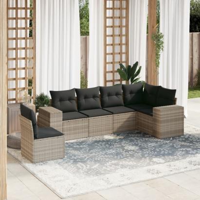 Set canapele de grădină cu perne, 6 piese gri deschis poliratan GartenMobel Dekor
