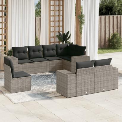 Set canapele de grădină cu perne, 8 piese, gri, poliratan GartenMobel Dekor