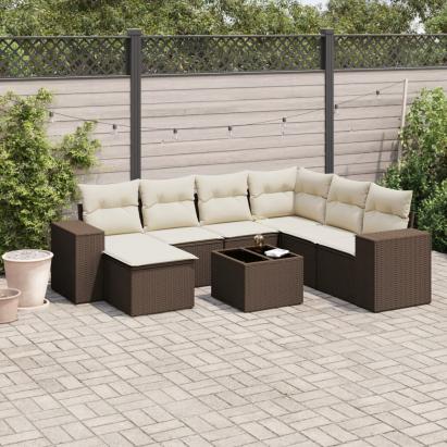 Set canapele de grădină cu perne, 8 piese, maro, poliratan GartenMobel Dekor