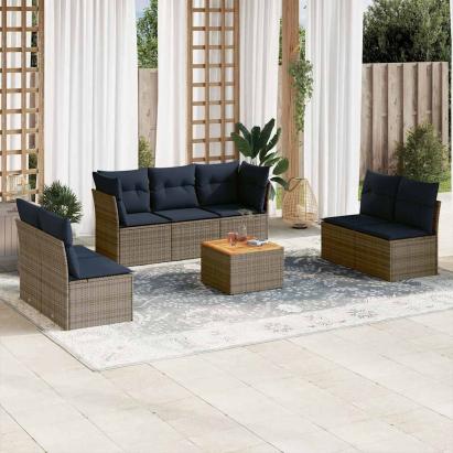 Set canapele de grădină cu perne, 8 piese, gri, poliratan GartenMobel Dekor
