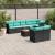 Set mobilier de grădină cu perne, 9 piese, negru, poliratan GartenMobel Dekor