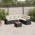 Set canapele de grădină cu perne, 7 piese, negru, poliratan GartenMobel Dekor