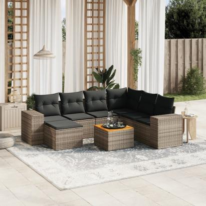 Set canapele de grădină cu perne, 8 piese, gri, poliratan GartenMobel Dekor