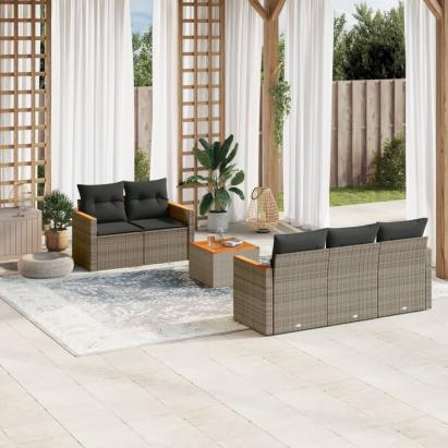 Set mobilier grădină cu perne, 6 piese, gri, poliratan GartenMobel Dekor