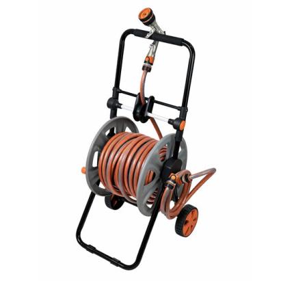 Furtun cu carucior pentru gradina, pistol de stropit, 1/2", 50+2 m,  6 straturi, antirasucire, Richmann Exclusive GartenVIP DiyLine