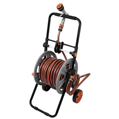 Furtun cu carucior pentru gradina, pistol de stropit, 1/2", 50+2 m, 4 straturi, ranforsat, Richmann Exclusive GartenVIP DiyLine