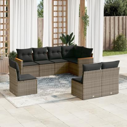 Set canapele de grădină cu perne, 8 piese, gri, poliratan GartenMobel Dekor