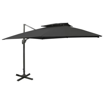 Umbrelă în consolă cu înveliș dublu, negru, 300x300 cm GartenMobel Dekor