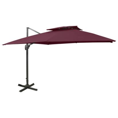 Umbrelă în consolă cu înveliș dublu, roșu bordo, 300x300 cm GartenMobel Dekor