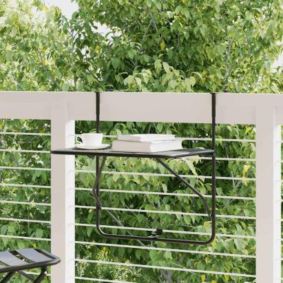 Masă de balcon, negru, 60x40 cm, oțel GartenMobel Dekor