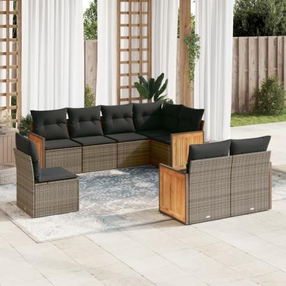 Set canapele de grădină cu perne, 8 piese, gri, poliratan GartenMobel Dekor