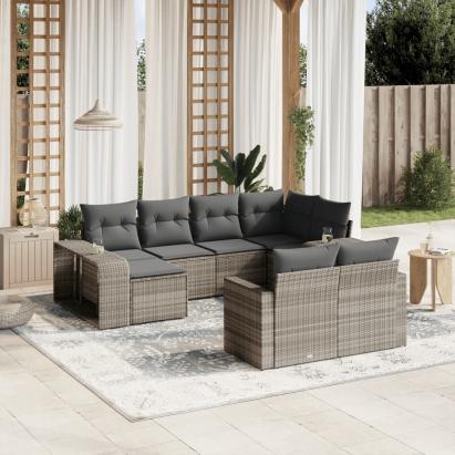 Set canapele de grădină cu perne 10 piese gri deschis poliratan GartenMobel Dekor