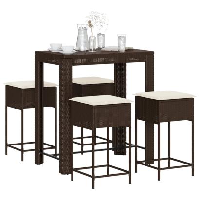 Set mobilier bar de grădină cu perne, 5 piese, maro, poliratan GartenMobel Dekor